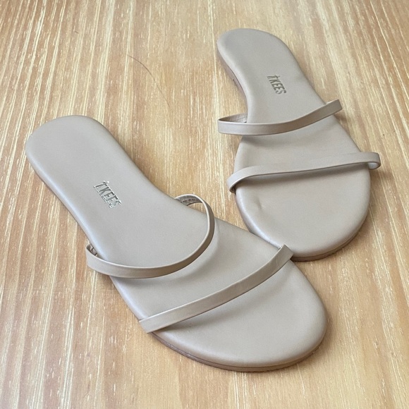 TKEES Gemma Natural Nude Two Strap Sandals 8 - Picture 1 of 13